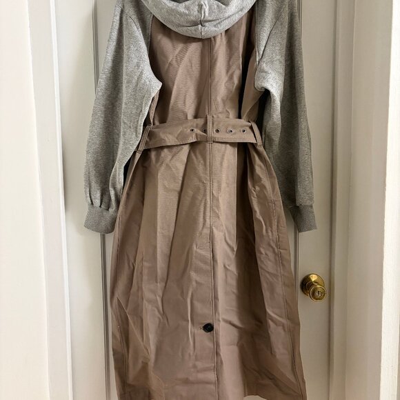 KBB by KAHLANA Women's 'The Sweatshirt Trench Coat' - Khaki/Heather Gray Size S - Picture 2 of 3